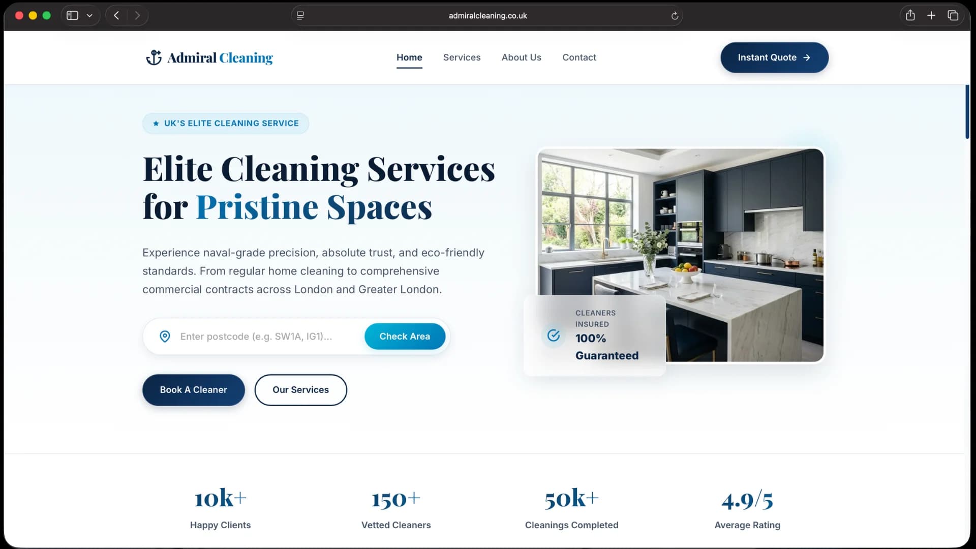 Admiral Cleaning Website Design