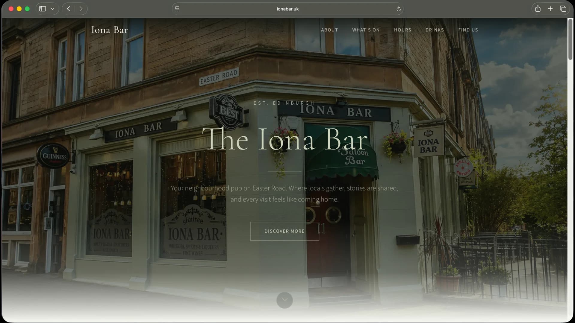 Iona Bar Website Design
